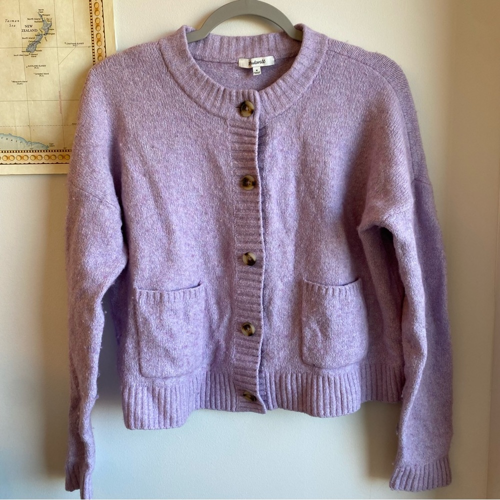 Madewell Lavender Button-Up Sweater